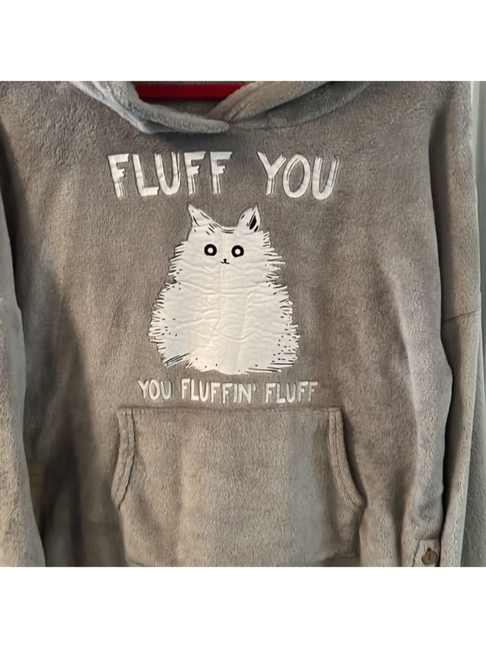 Gray Fluffy Cat Graphic Hoodie - "Fluff You"